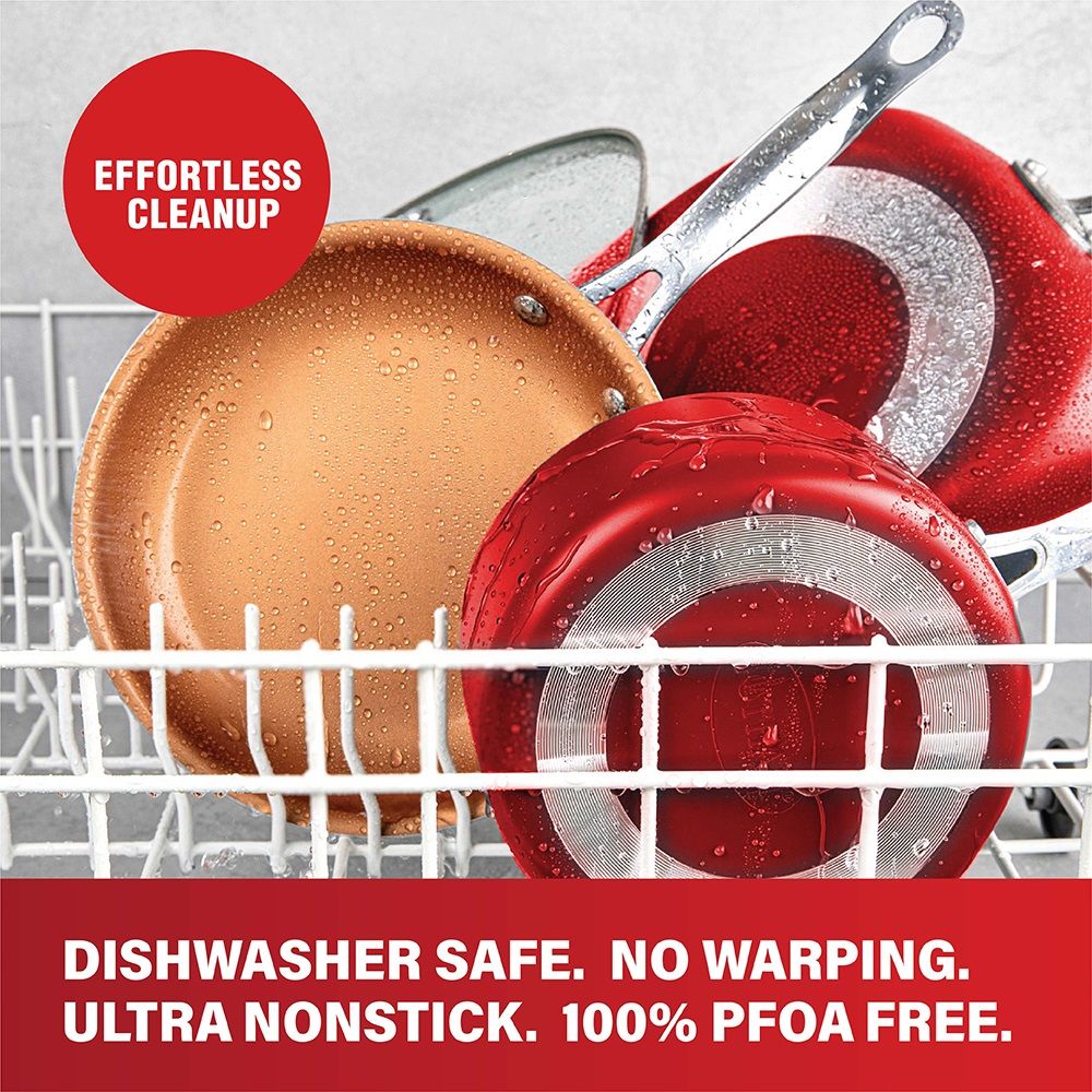 Gotham Steel 32 Pc Pots and Pans Set Nonstick Cookware + Bakeware Set, Complete Ceramic for Kitchen, Non Stick with Lids, Dishwasher / Oven Safe, Toxic - Red