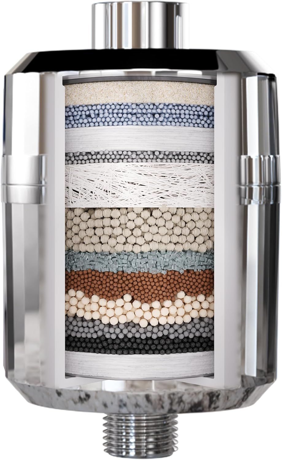 EVERGLOW High-Output Shower Filter, 100% Removes Chlorine, Moisturizes Dry Itchy Skin, Skin and Hair, Helps with Dandruff, Eczema and Vitamin C Infused and Water Softener, 4.7”