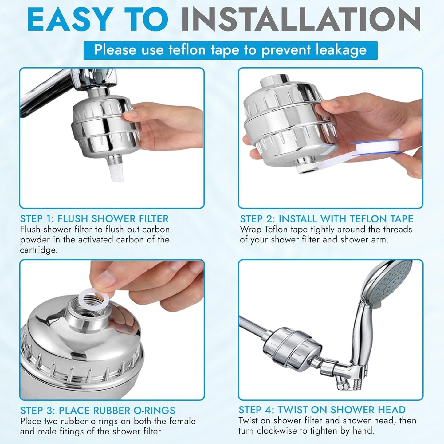 EVERGLOW High-Output Shower Filter, 100% Removes Chlorine, Moisturizes Dry Itchy Skin, Skin and Hair, Helps with Dandruff, Eczema and Vitamin C Infused and Water Softener, 4.7”